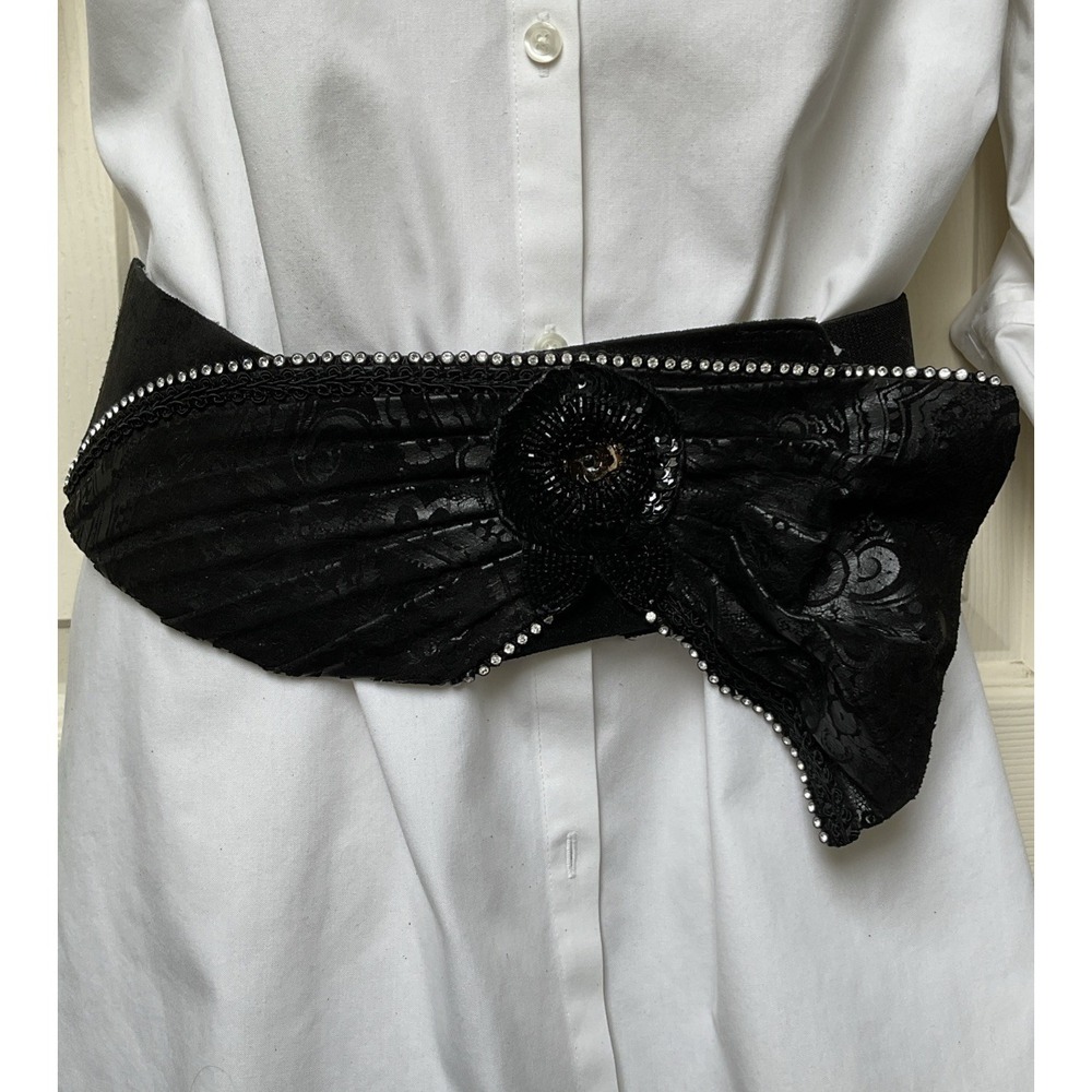 Salena's Collection Stretch Statement Belt Rhinestones Sequins One Size Dressy
